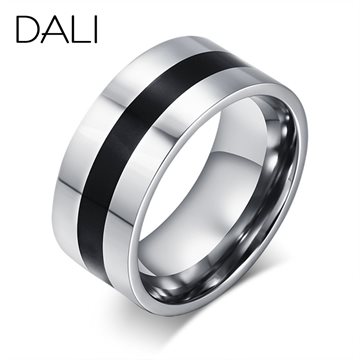 DALI Fashion Mens Titanium Steel Finger Rings Mens Party Jewelry Wedding Engagement Rings WTR59