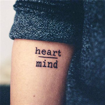 HC1113 Waterproof Temporary Tattoo Stickers Courage Fear Heart Mind Letters Design Water Transfer Tattoo Harajuku Fake Tattoo