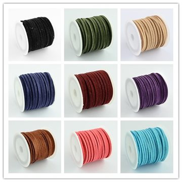 Promotion 3mmx1.5mm mixed color Faux Suede Cord Leather Lace For Clothes Shoes Jewelry Making Findings about 5m/roll