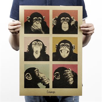 Vintage poster Gorilla bar counter adornment kitchen retro kraft paper posters,Movie poster Wall stickers 51*35CM