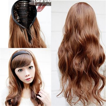 8 colors available half wig for women hair wigs synthetic material black headband wig wavy style 70cm long 130g/pc good quality