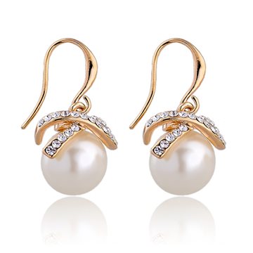 2016 Earings Fashion Simulated Pearl Jewelry Crystal Drop Earrings For Women Vintage Gold/Silver Earings Wedding SER140092