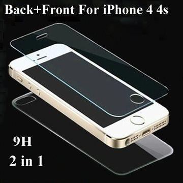 2pcs/lot Front+Back Genuine 0.3mm 2.5D HD Ultra Thin 4S Tempered Glass Film Screen Protector for iPhone 4 4G 4S iPhone4