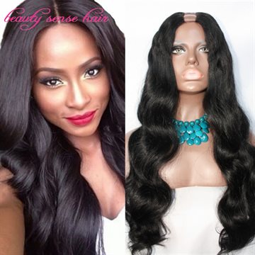 2016 Instock 8A Grade Unprocessed U part wig Brazilian Virgin hair Narrow part size on middle part human hair U part wigs