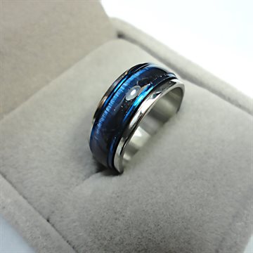 2016 Hot Sale New Fashion Jewelry top Blue Cat-eye Enamel men women Rotation Stainless steel wedding Ring women mens rings LR221