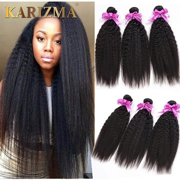 7A Brazilian Virgin Hair Kinky Straight 3Bundles 100% Human Hair Brazillian yaki Straight Hair Brazilian Virgin Hair Coarse Yaki