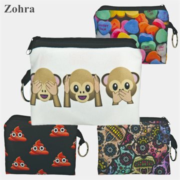 Zohra Emoji 3D printing girl women Bag wallets man Coin purse Wallet card holder monederos carteira masculina portefeuille femme