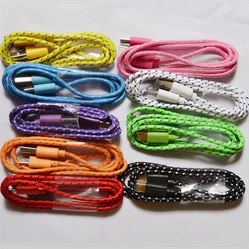 New 3ft/1M Durable Braided Micro USB Cable Coiled Charger Data Sync Cable Cord For Samsung Galaxy Cell phones 9 Colors Available