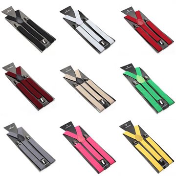 Fashion Women Mens Unisex Clip-on Braces Elastic Slim Suspender 1Inch Wide 36 colors Y-Back Suspenders Male Pants Jeans Braces