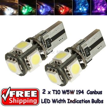 2 x T10 W5W 194 3W CANBUS OBC Error Free Width Indication Light LED License Plate Bulbs For Tesla Honda Volkswagen Lada focus