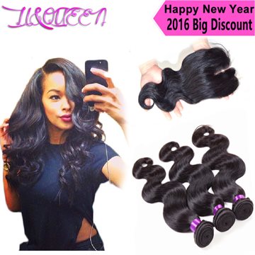 Brazilian virgin hair with closure queen hair products brazilian body wave 3 bundles with closure human hair weave with closure