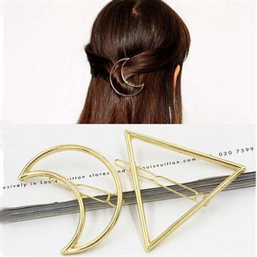 2015 Women Fashion Gold Silver Metal Moon &Ttriangle Hair Clip Hairpin Bang Hair Pin Hair Jewelry Accessories For Girls HP009