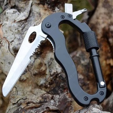 Survival Camping Hiking 5 in 1 Aluminum Climbing Carabiner Hook Gear Multi Tool Buckle Rock Lock H1E1 Sport Camping Equipment