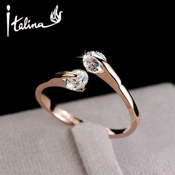 Italina CZ Diamond Jewelry Wedding Rings for women open 18K rose gold plated Crystal rings female anel bijoux top quality