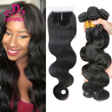 Brazilian Virgin Hair With Closure 4 Bundles Body Wave Human Hair Weave With Closure Full Head Brazilian Body Wave With Closure