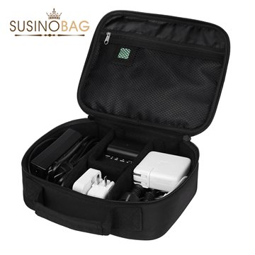 2015 SUSINO High Quality Multifunction Mens Travel Bag Storage Electronic Parts Casual Cosmetic bag Black Tote Storage Bag