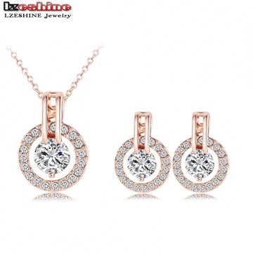 New Arrival 2016 Big Sale Wedding Jewelry Sets 18K Rose Gold Plated Necklace/Earring Bijouterie Sets for Women Aretes ST0017-A