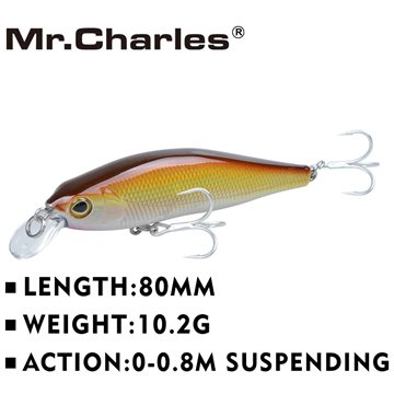 Mr.Charles CMC012 fishing lures ,80mm/10.2g 0-0.8m floating super sinking minnow