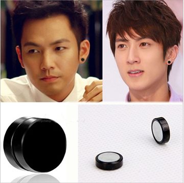 1Pair Non Piercing Clip On Round Magnetic Ear Stud Mens Women Fake Earrings