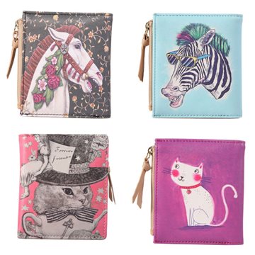 New Cartoon Girls Wallet Cute Graffiti Printed Folded Short Leather Purse Free Shipping