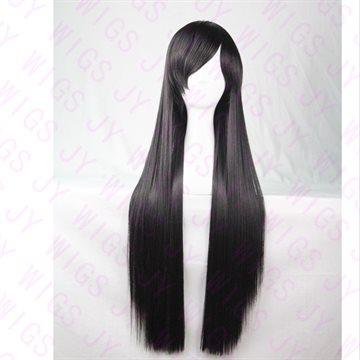 Long Black Wig Cosplay 100CM Straight Wig Women Hair Side Bangs Party Wigs Long Black Wig