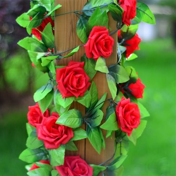 1PC Silk Rose Flower Fake Artificial Ivy Vine Hanging Garland home Wedding Decor