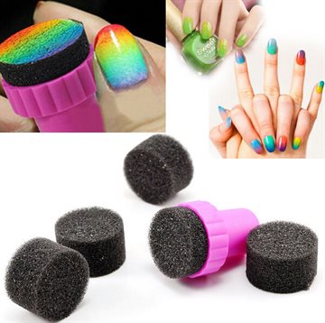 Nail Art DIY Design Stamping 1 Stamper 4 Changeable Sponge Shade Set Nail Tool Transfer Makeup Beauty Tools