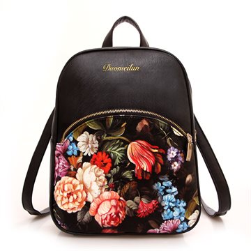 Women Leather Backpacks Printing Foral Bags School Bag For College Designer Female Backpack Bolsas Mochilas 2016 High Quality