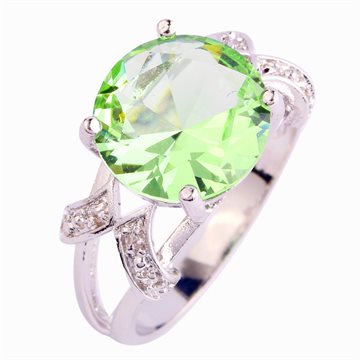 2015 New Brilliant Green Amethyst 925 Silver Ring Round Cut Size 6 7 8 9 10 11 12 13 Wholesale Free Shipping For Unisex Jewelry