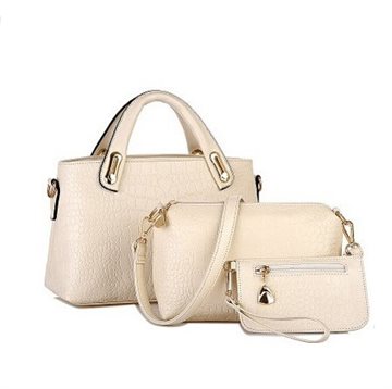 Famous Brands Handbags 2016 Luxury Elegant Female Big Bags Crocodile Womens PU Leather Handbag 3 Pcs/Set Women Messenger Bag