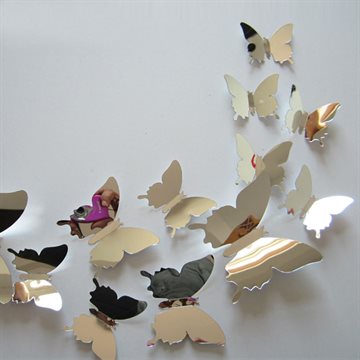 flying butterfly free shipping childrens room mirror wall sticker home decoration 12 pcs / lot plastic mirror home decor