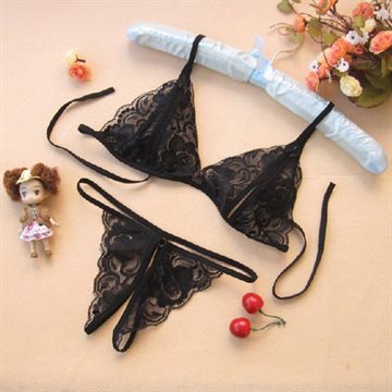 Sexy Lingerie Hot Lace Transparent Gauze Sex Products Temptation Open Chest Bra Three-point Sexy Underwear Sets WF-9392