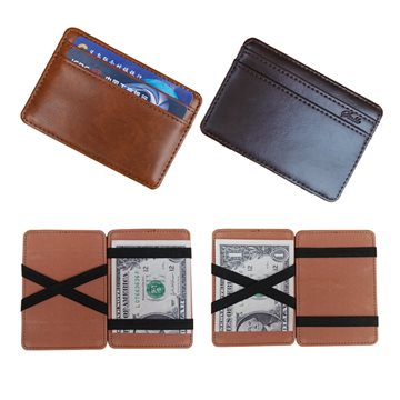 2016 New arrival High quality leather magic wallets Fashion men money clips card purse 2 colors