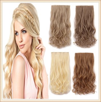 One Piece Full Head Natural Hair Extension Women Long Wavy Clip in Hair Extensions 5Clips Heat Resistance Mutli-color