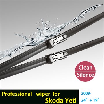 Car Winshield wiper blade for Skoda Yeti, 24+19, natural rubber, bracketless, car accessories HY-011