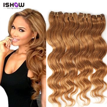 4 Bundles Light Brown Virgin Hair 5A Unprocessed Peruvian Virgin Hair Body Wave Honey Blonde Hair Extensions Ishow Virgin Hair