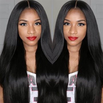 7A Brazilian Virgin Full Lace Human Hair Wigs Glueless Full Lace Front Wig Natural Black Straight Wigs for Black Women Free Part