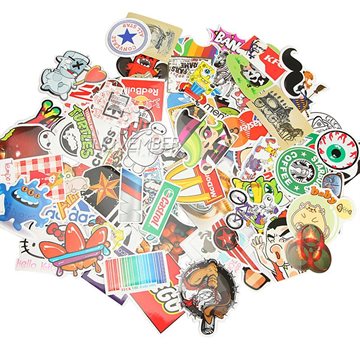 100 pcs Car stickers for Travel Suitcase Wall Pencil Box Bike Phone Card Sliding Plate of mixed graffiti Car Styling stickers