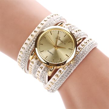 New Brand Fashion Elegant Quartz Multilayer Rivets Rhinestone Bracelet Watch Women Rhinestone Watches