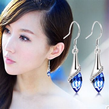 Hot Sale 18K/White Gold Plated Multicolor Austrian Crystal Water Drop Earrings Fashion Jewelry For Bridal Women Long Earrings