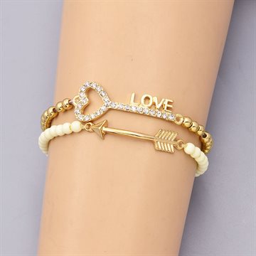 New fashion accessories jewelry bead chain link key love arrow charm bracelet nice gift for women girl B3369