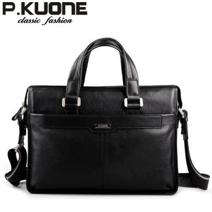 Free shipping P . kuone man commercial male handbag genuine leather shoulder mens casual bag leather briefcase