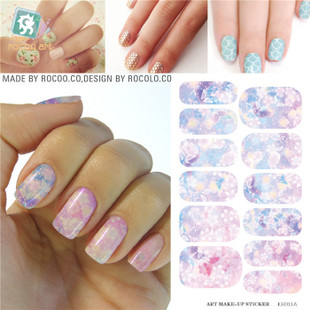 K5711B Water Transfer Foil Nails Sticker Pink Flower Design Nails Stickers Manicure Styling Tools Water Film Paper Decals