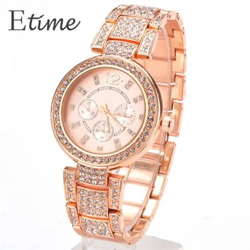 2015 New Fashion Geneva Watch Women Dress Watches Rose gold Full Steel Analog Quartz men Ladies Rhinestone Wrist watches 58#