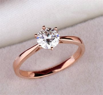 High quality 18K rose Gold Plated Classic 6 claws 1.2 carat simulated diamond wedding rings for women