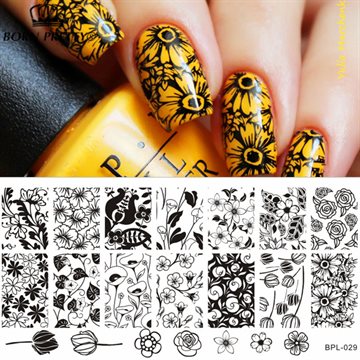 BP-L029 Flower Theme Nail Art Stamp Template Image Plate Rctangular Stamping PLates BORN PRETTY 12 x 6cm