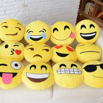 15 Styles Soft Emoji Pillow Smiley Emoticon Yellow Round Cushion Pillow Stuffed Plush Toy Doll Christmas Present Free Shipping