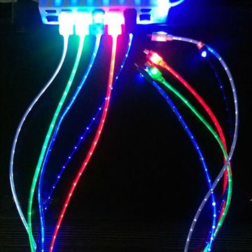 Free shipping 5Colors Colorful Visible Micro Light Up LED Charger Data Sync Cable For iphone5 5S 6 6S Hot Sale