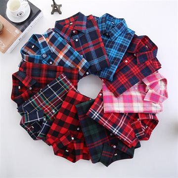 2016 Fashion Plaid Shirt Female College style womens Blouses Long Sleeve Flannel Shirt Plus Size Cotton Blusas Office tops