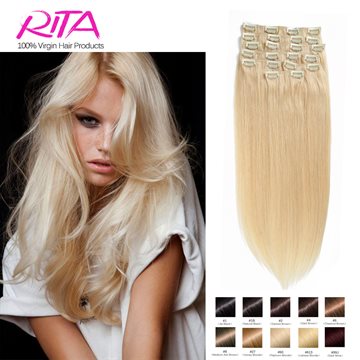 Color 60 # Clip in Human Hair Extensions Blonde Human Hair Clip In Extensions 70g-140g Platinum Blonde Remy Human Hair Clip In